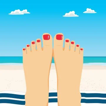 Feet Beach Stock Illustration