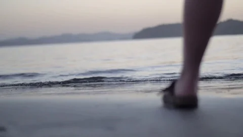 Feet by the Beach Sunset Video stock 78536732