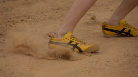 Feet Breaking Slide On Ground Video stock 62880718