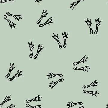 Feet chicken line seamless pattern Stock Illustration