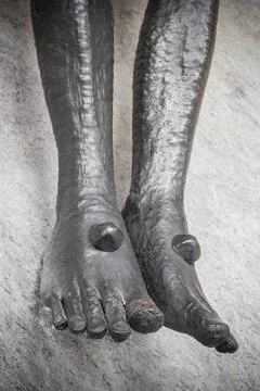 Feet of christ Detail of the feet of Jesus Christ in the Holy Cross Copyri... Stock Photos