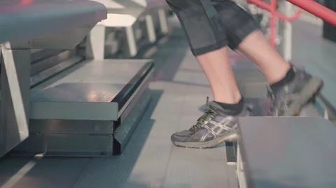 Feet Closeup Running Up Bleachers Slow Stock Video Pond5