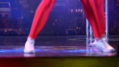 The feet of dancers on the stage Stock Footage 90367553