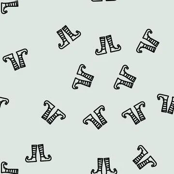 Feet elf cute line vector seamless pattern Stock Illustration