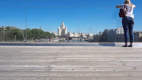 Feet on the floating bridge Stock Footage 90863431