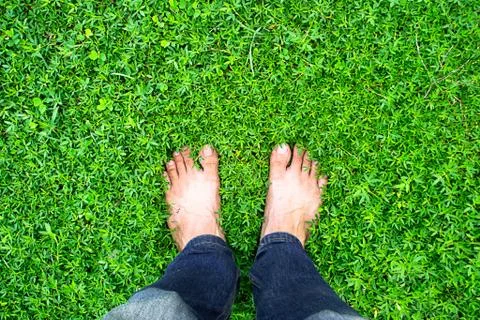 Feet on grass Stock Photos