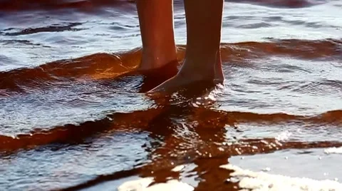Feet in the lake Stock Footage 8360091