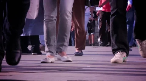 Feet level view of Crowd Stock Footage 51529000