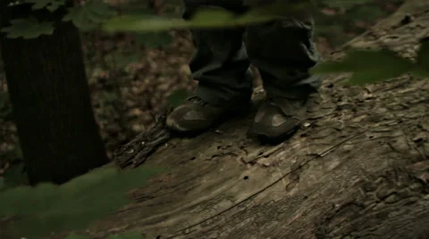 FEET ON THE LOG Stock Footage 68755615