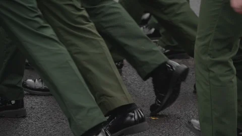 Feet Marching in Sync Close Up of Military or Soldiers Walking in Slow Motion Stock-Footage 113403905