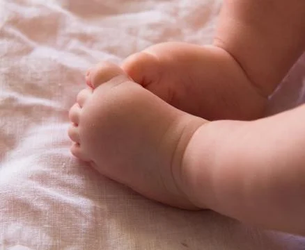 Feet of newborn Foto stock