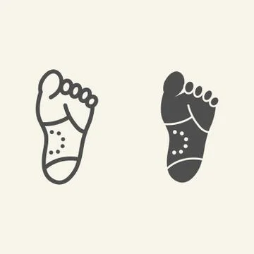 Feet pain line and solid icon. Gout outline style pictogram on white background 스톡 일러스트