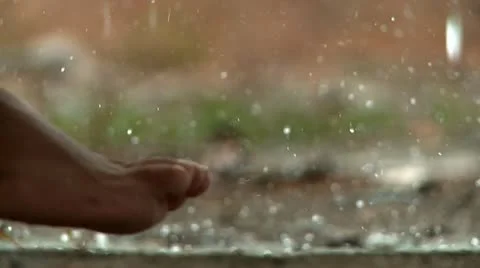 Feet in Rain Shower Stock Footage 10817051