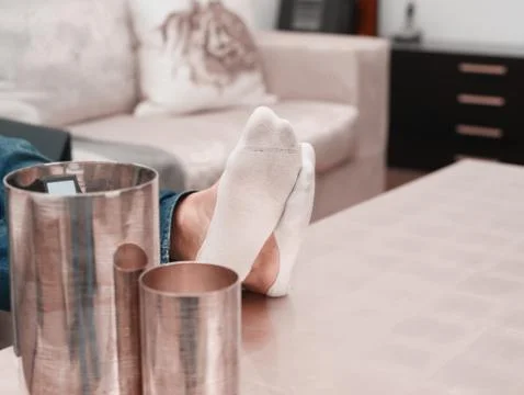 Feet Resting On Table 写真素材
