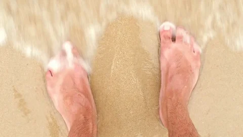 Feet in the sand at the beach Stock Footage 72824048