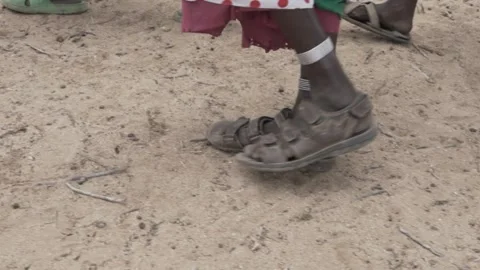 Feet in sandals walking. Stock Footage 319291256