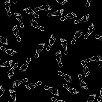 Feet seamless pattern and background. Foot texture in hand drawi Stock Illustration