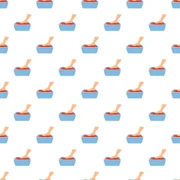 Feet soaking in spa bath seamless pattern Stock Illustration