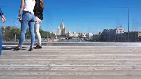Feet on the soaring bridge Stock Footage 90863424