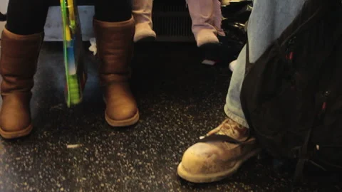 Feet on the train winter Stock Footage 260842368
