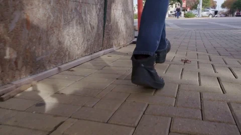 Feet walking to intersection Stock Footage 85286878