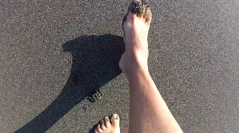 Feet walking on the sand Stock Footage 37993512