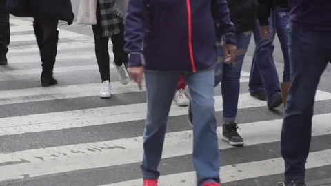 Feet Walking On Sidewalk Stock Footage 83861666