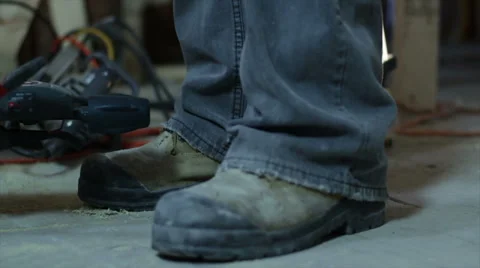 Feet Walking through Construction Site Stock Footage 40649407