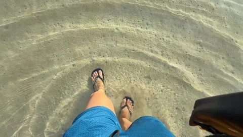 Feet Walking in the Water of Sandy Beach in Sihanoukville 스톡 동영상 337083527