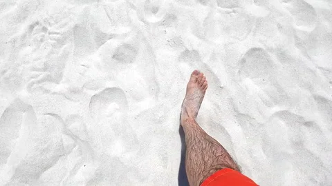 Feet Walking on white sandy Florida beach Stock Footage 247794896
