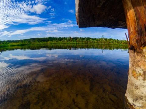 Feet in the water of the river Stock Photos