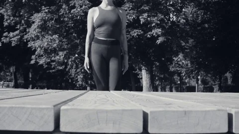 Feet of young woman walking barefoot Stock Footage