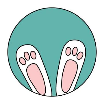 Feets of rabbit in frame circular Stock Illustration