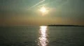 Fehmarn sunset boat leaving to baltic sea HD Footage