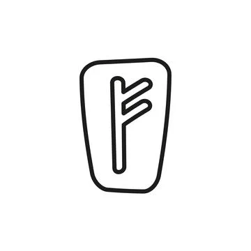 Fehu rune written on a stone. Vector illustration. Isolated on white. Hand-dr Stock Illustration