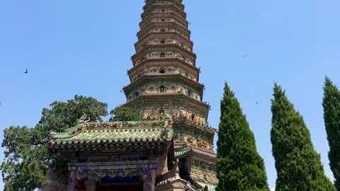 Feihong (Flying Rainbow) Pagoda at Upper Temple of historic Guangsheng Temple Stock-Footage 335461793