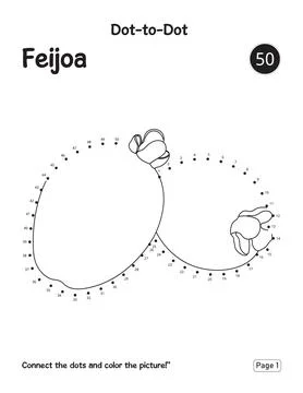 Feijoa Fruit Connect the Dots Activity Puzzle Page for Children Learning Stock Illustration