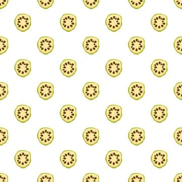 Feijoa slices seamless pattern on white background 스톡 일러스트