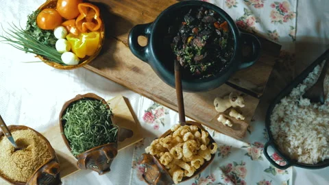 Feijoada, a typical Brazilian dish Stock Footage 163944384
