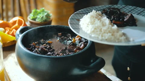 Feijoada, a typical Brazilian dish Stock Footage 163944891
