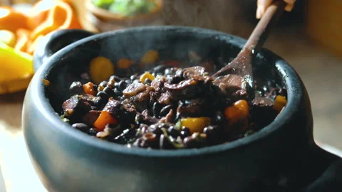 Feijoada, a typical Brazilian dish Stock Footage 163945859