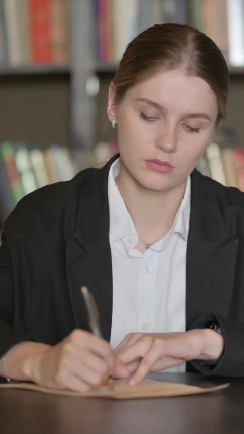 FeLawyer Writing Documents in Office, vertical 動画素材 326261476