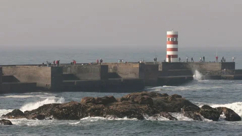 Felgueiras lighthouse in Porto Video stock 133575730