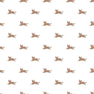 Feline animals running in seamless pattern background Stock Illustration