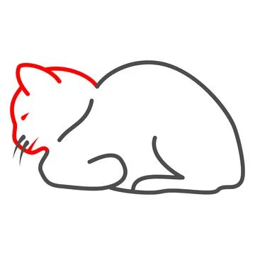 Feline distemper thin line icon, Diseases of pets concept, Distemper of cat sign Stock Illustration