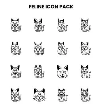 Feline DuoTone Graphics Icons Pack Stock Illustration