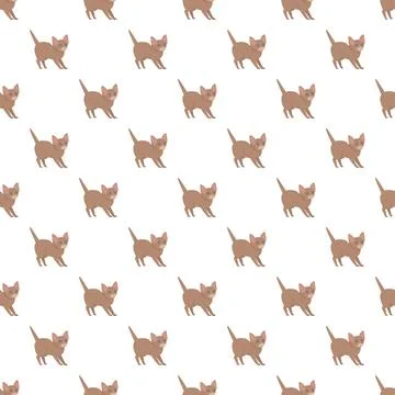Feline friends seamless pattern brown kittens background Stock Illustration