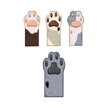 Feline paws with different coat color patterns Ilustração Stock