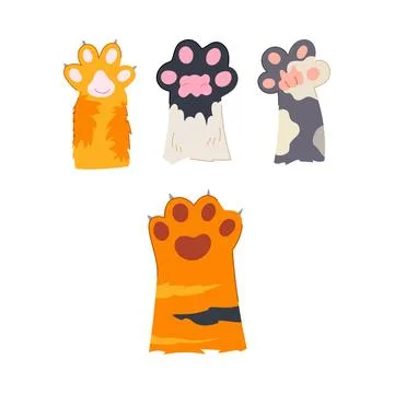 Feline paws with different patterns and colors Stock Illustration