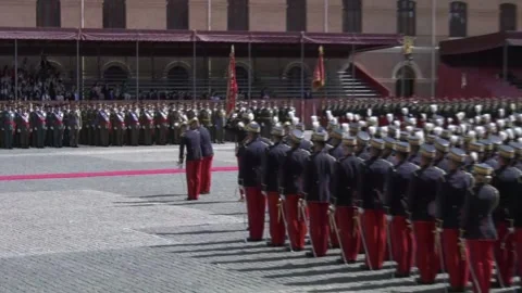 Felipe VI swears flag again on 40th anniversary of his promotion at Academy of Z Stock Footage 274395389